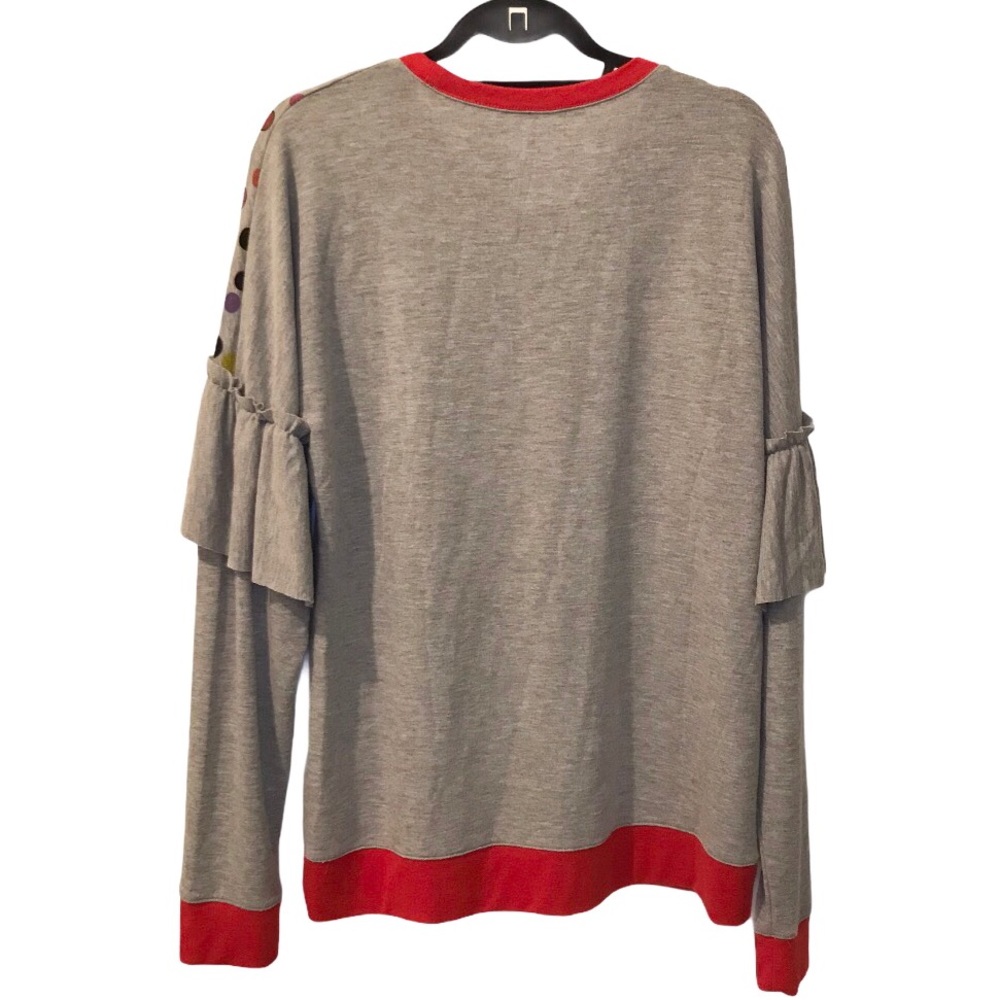 Minnie Rocks the Dots Grey Ruffle Sweater XL - Picture 2 of 6